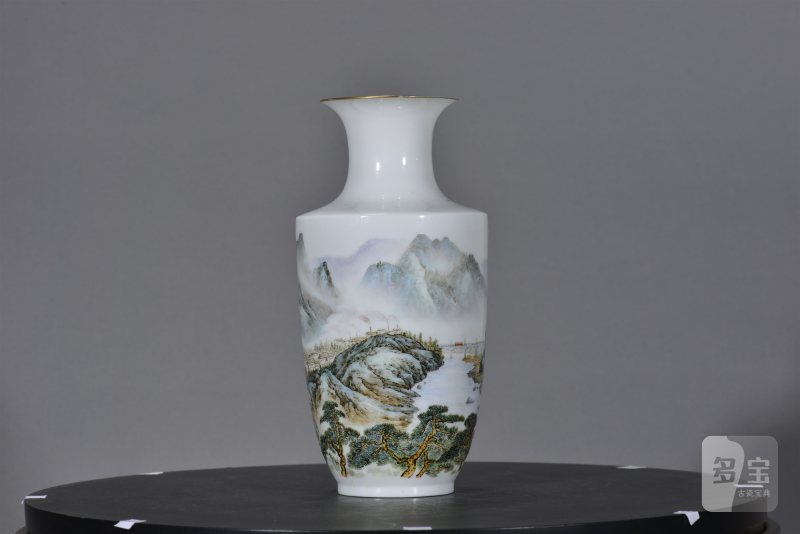 近现代 粉彩延安山水薄胎瓶 - 图9